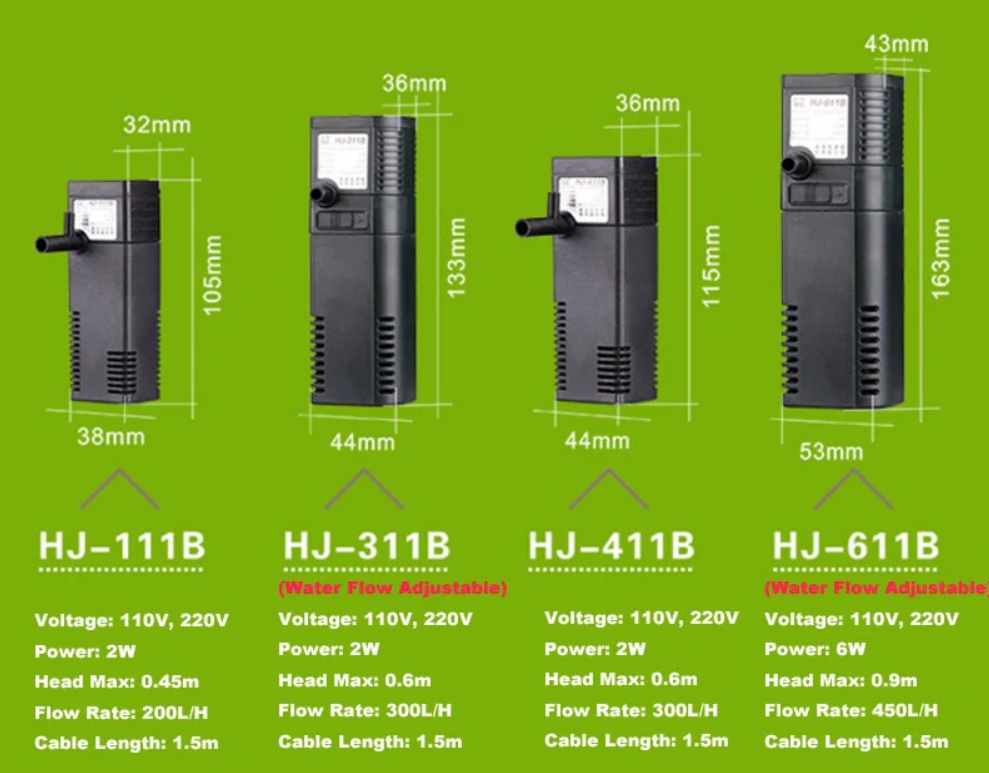 SUNSUN HJ-111B HJ-311B HJ-411B HJ-611B INTERNAL FILTER