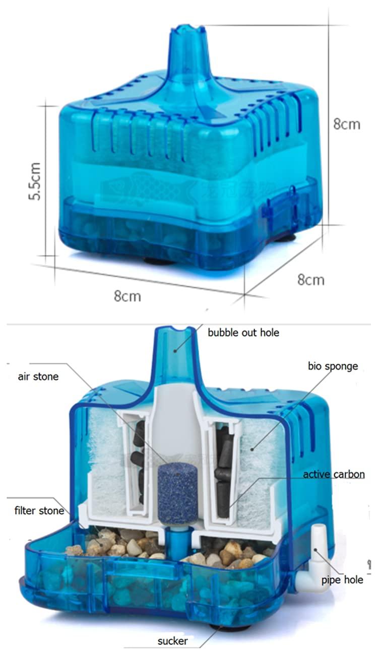 Mini Bio Sponge Filter with Filter Media and Airstone - FreshWaterAquatica.com