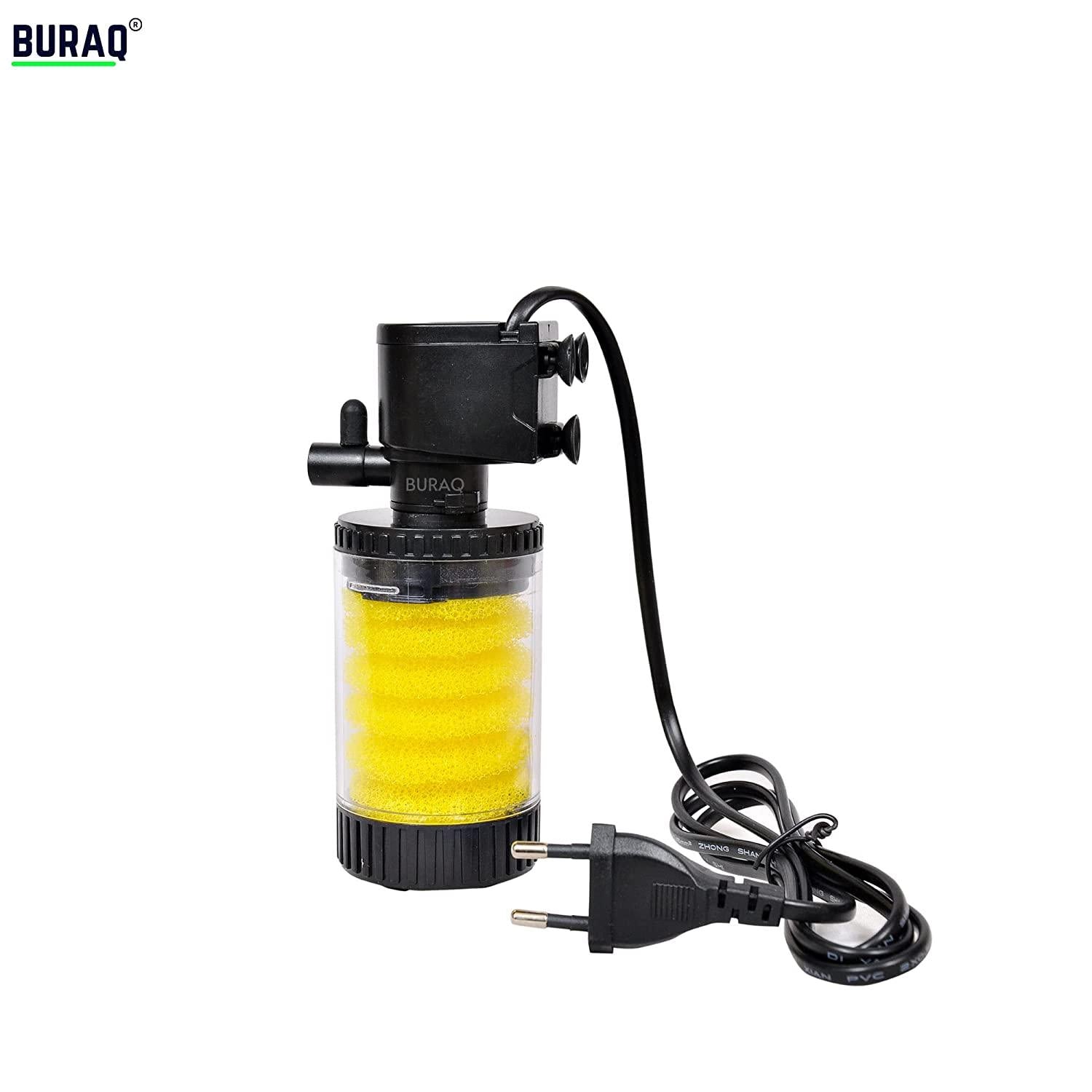 Transparent Internal Liquid Filter Sponge Based Cleaning System Aquarium Submersible Filter Pump Ultra Quiet Powerfull Motor with Filter Sponge for Large Fish Tanks (BL-9100F - (4W-400L/HR) - FreshWaterAquatica.com