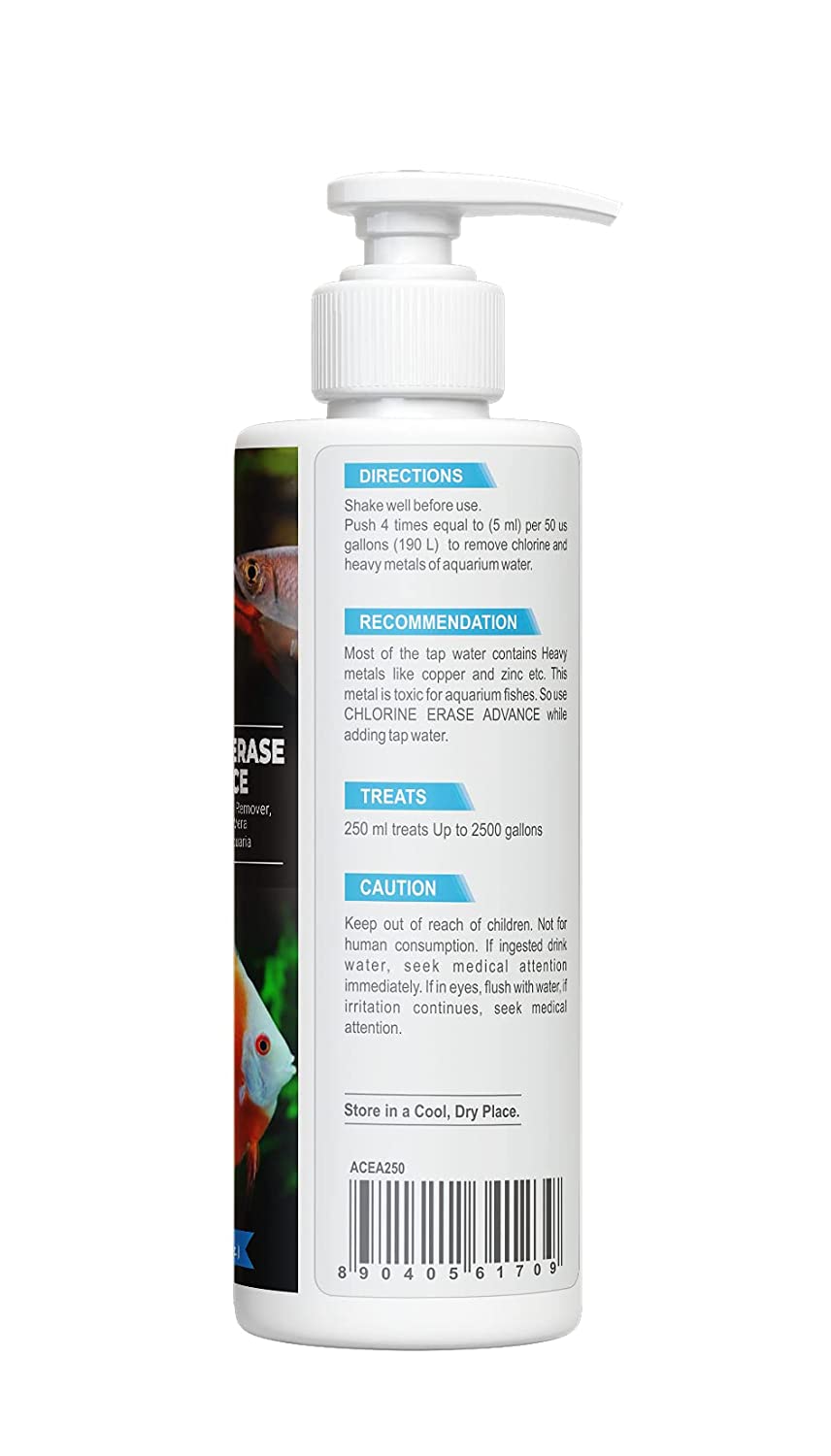 Chlorine Erase Advance Water Conditioner Concentrated Chlorine Remover with Added Vitamin & Aloe Vera for Freshwater Aquarium (250ml) - FreshWaterAquatica.com