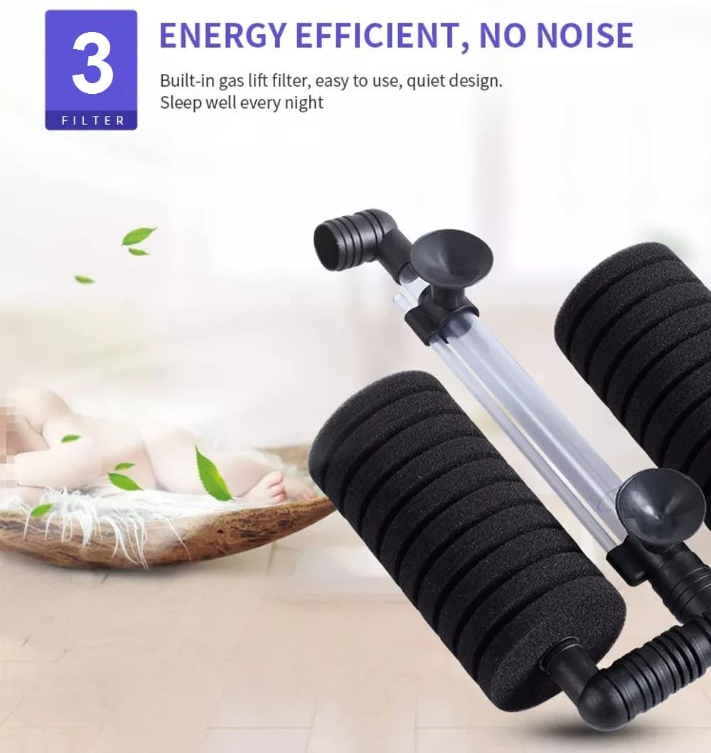 Aquarium Filter Sponge, Aquarium bio Sponge Filter, Biochemical Filter Double Sponge for Fish Tank with 1m Tube(Air Pump not Included) - FreshWaterAquatica.com