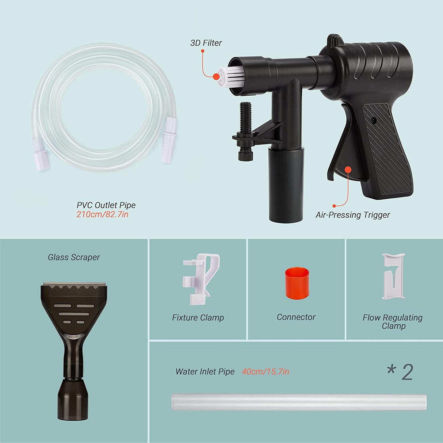 Aquarium Gravel Cleaner Kit Quick Water Changer with Air-Pressing Button Fish Tank Sand Cleaner Aquarium Siphon Vacuum Cleaner with Water Hose Controller - FreshWaterAquatica.com