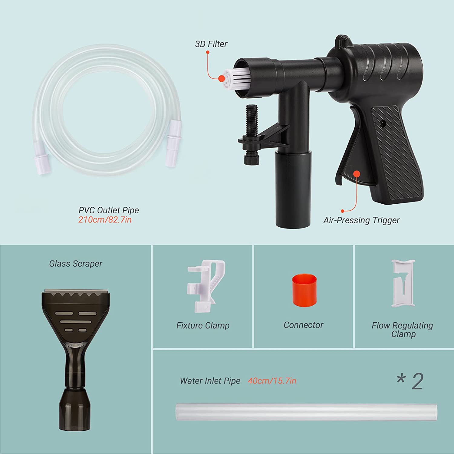 Aquarium Gravel Cleaner Kit Quick Water Changer with Air-Pressing Button Fish Tank Sand Cleaner Aquarium Siphon Vacuum Cleaner with Water Hose Controller - FreshWaterAquatica.com