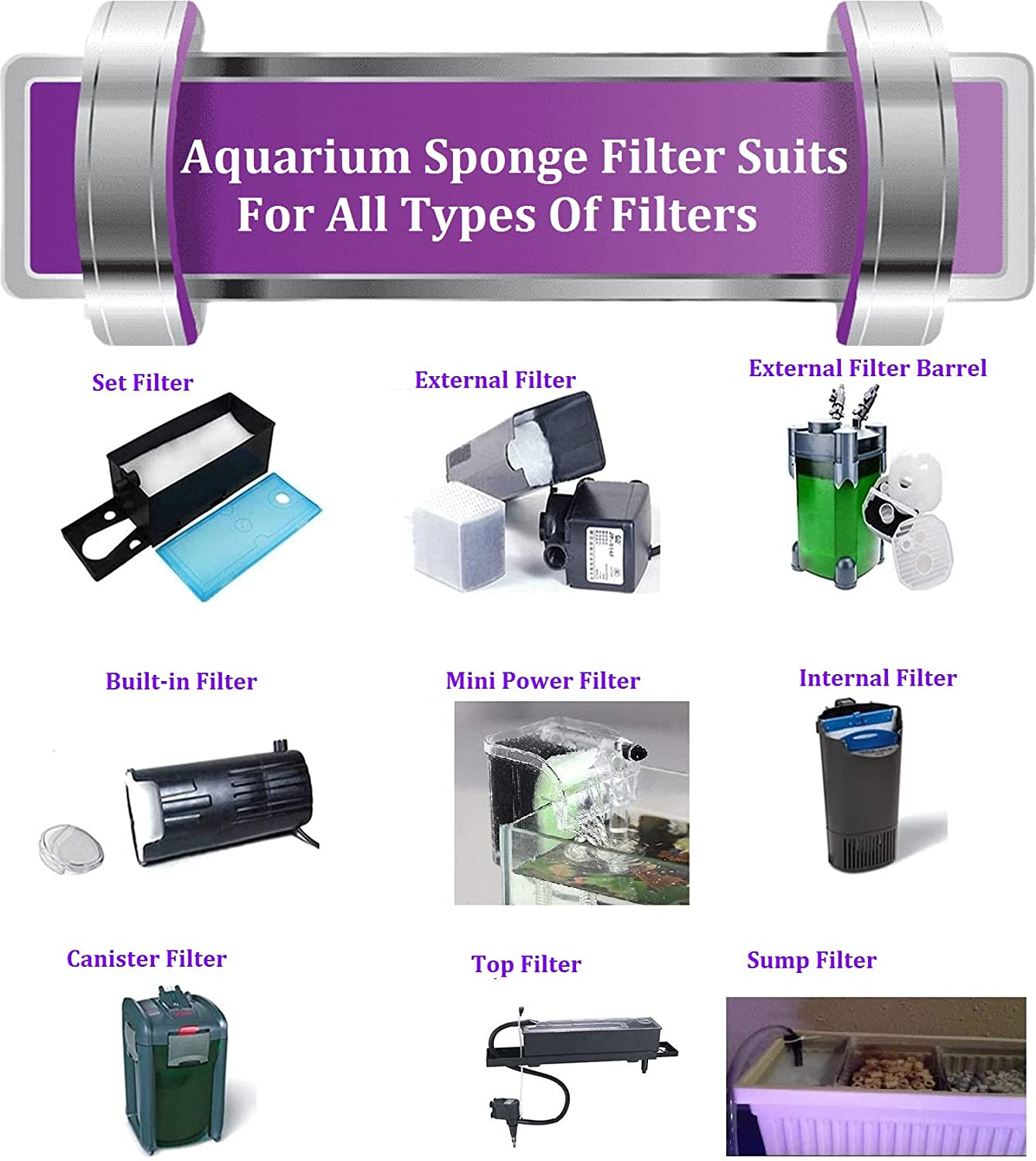 Aquarium Filter Media, 250G Ceramic Rings, Activated Carbon, 10Pcs Bio Balls and bio Media Aquarium Sponge Filter for Fish Tank. - FreshWaterAquatica.com