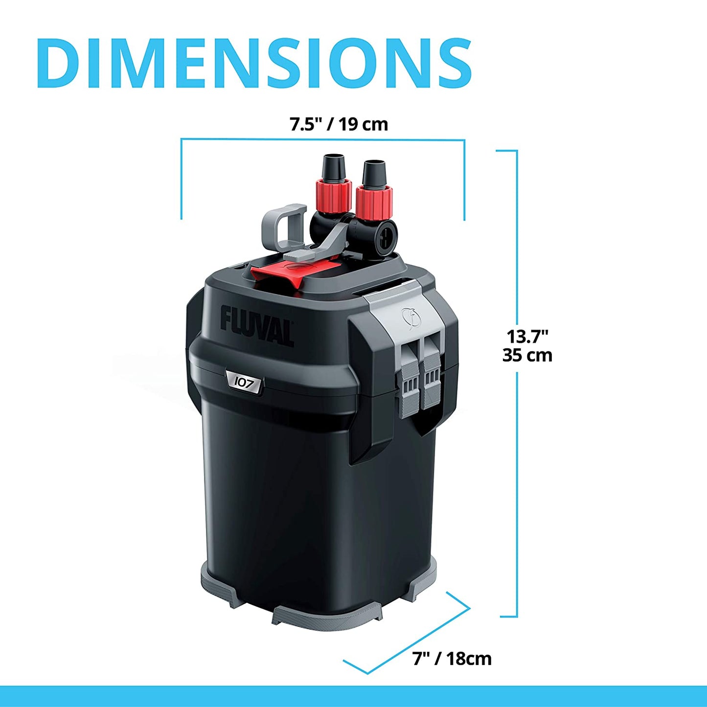 Fluval 107 Performance Canister Filter, up to 30 US Gal (130 L) - FreshWaterAquatica.com