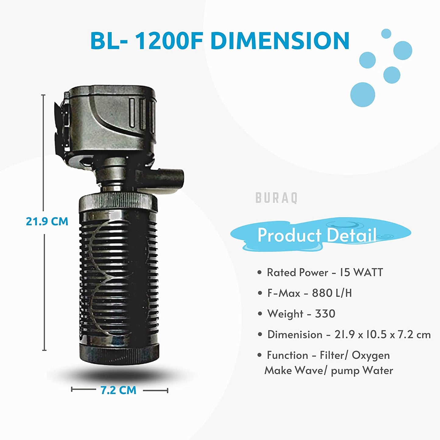 Aquarium Essentials BL-1200F 15w Internal Filter for Aquarium, with Multiple Function, High Power Output, Low Power Consumption - FreshWaterAquatica.com