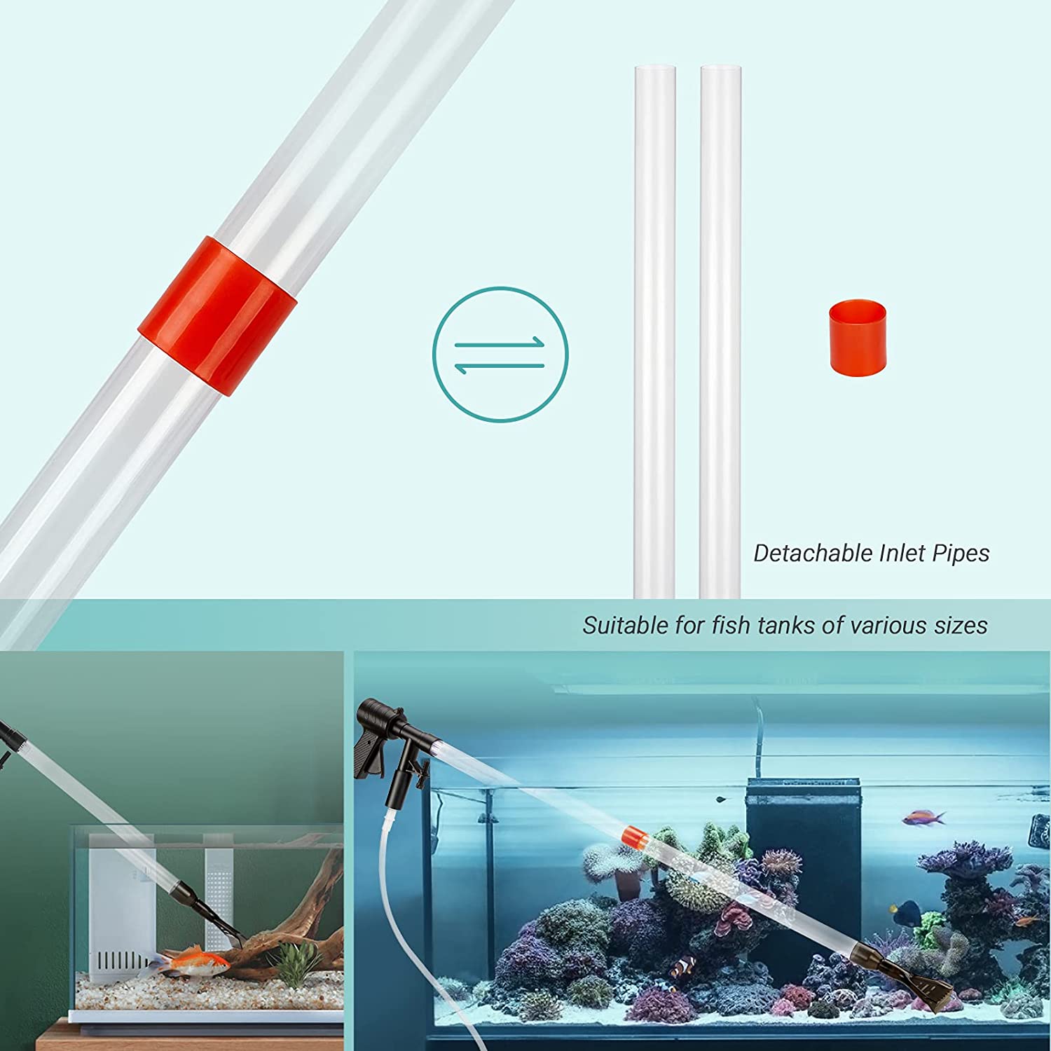 Aquarium Gravel Cleaner Kit Quick Water Changer with Air-Pressing Button Fish Tank Sand Cleaner Aquarium Siphon Vacuum Cleaner with Water Hose Controller - FreshWaterAquatica.com