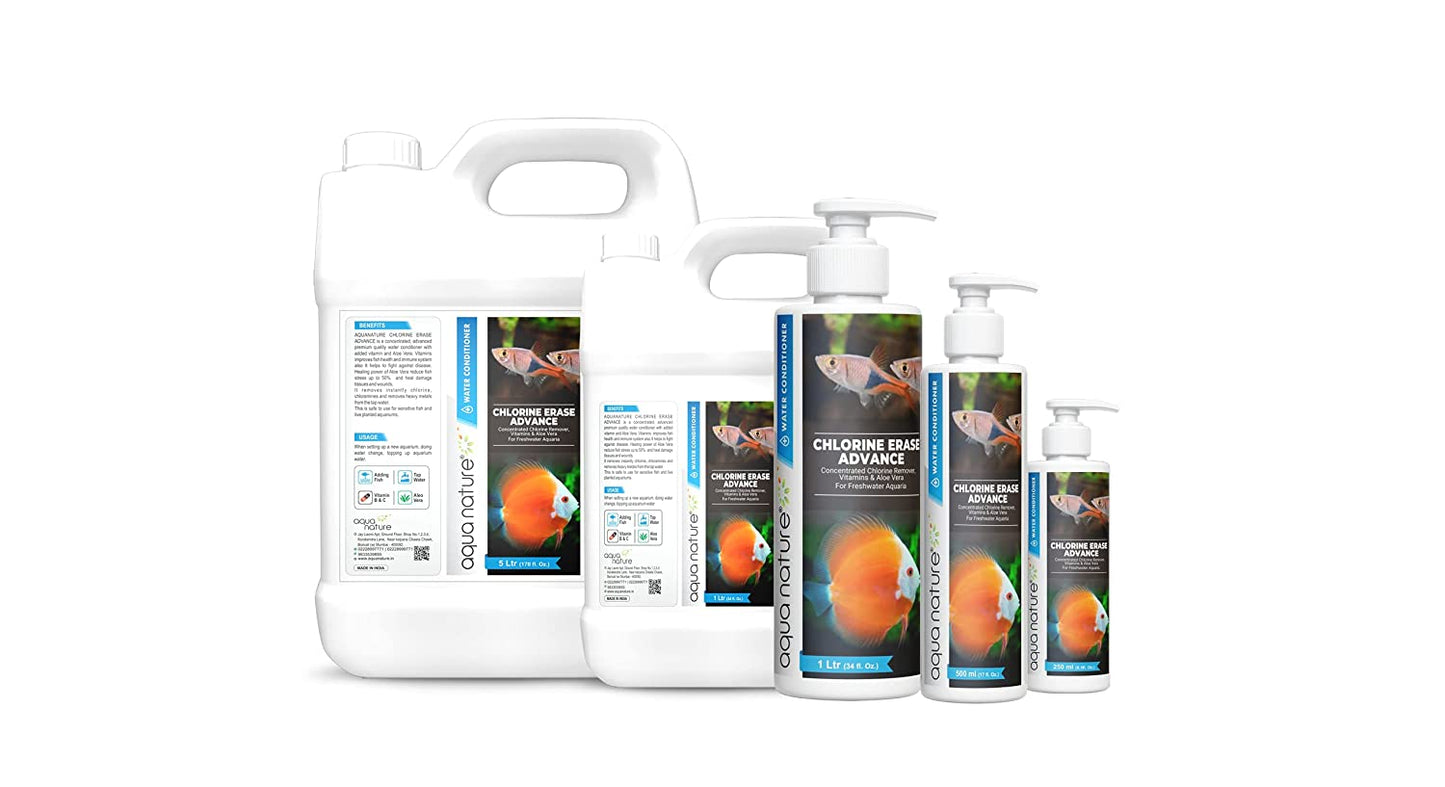 Chlorine Erase Advance Water Conditioner Concentrated Chlorine Remover with Added Vitamin & Aloe Vera for Freshwater Aquarium (250ml) - FreshWaterAquatica.com