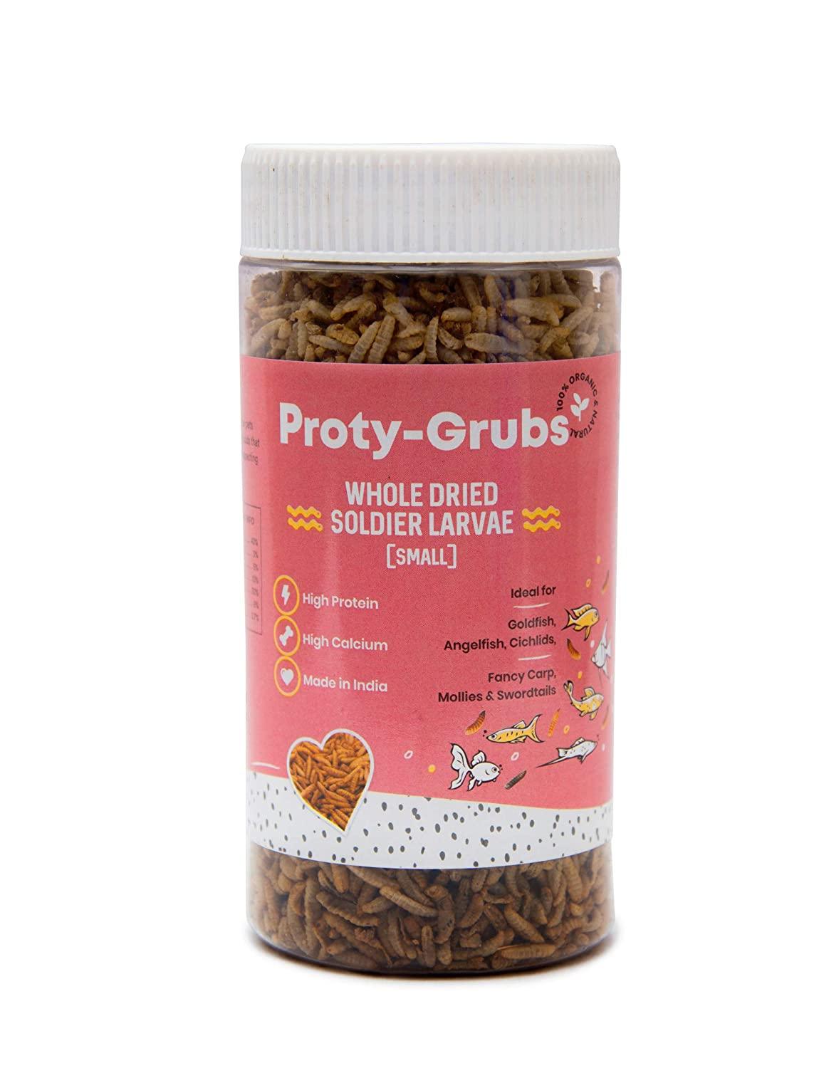 Small Dried Larvae - high Growth Fish Food for Goldfish, Angelfish, Mollies, Carps, Cichlids, Fancy carps (50 Gm) - FreshWaterAquatica.com