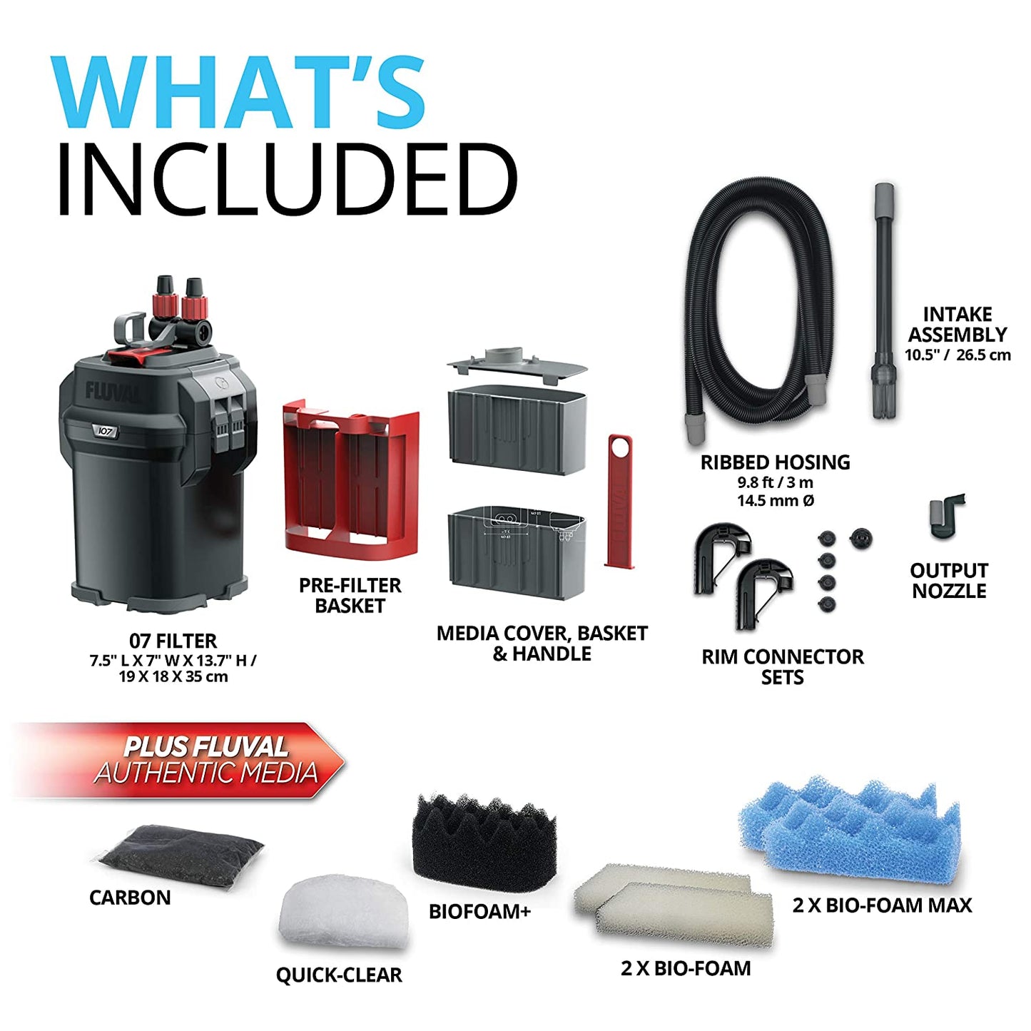 Fluval 107 Performance Canister Filter, up to 30 US Gal (130 L) - FreshWaterAquatica.com