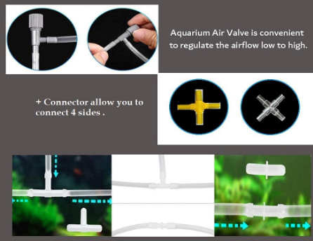 5 Meter Oxygen Pipe, 2 Aquarium Controller, 2 T-Way Air Connectors, 2 I-Way Connectors, 2 Aquarium Air Stones, 2 Suction Cups - FreshWaterAquatica.com