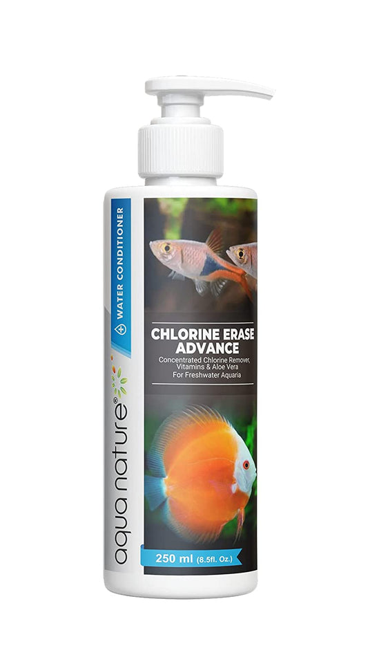 Chlorine Erase Advance Water Conditioner Concentrated Chlorine Remover with Added Vitamin & Aloe Vera for Freshwater Aquarium (250ml) - FreshWaterAquatica.com